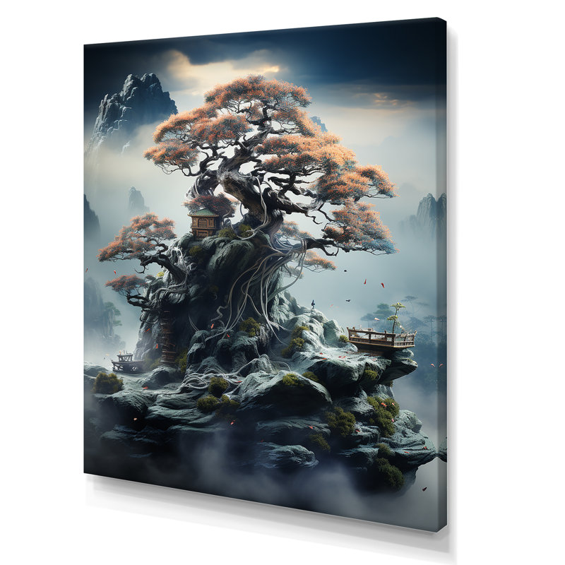 Mystical Bonsai 1 - Art mural Bonsai, Toile tendue, H 32 po x l 24 po x P 1 po