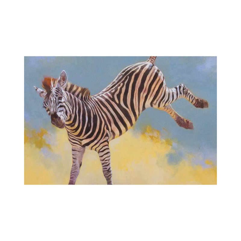 Bucking Zebra by Julie T. Chapman - Wrapped Canvas Painting, 20.32 cm H x 30.48 cm W