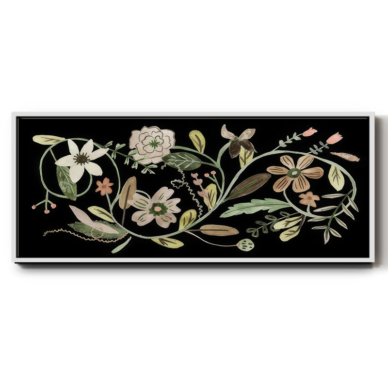 Pressed Flowers II- Framed Canvas, 8" H x 20" W