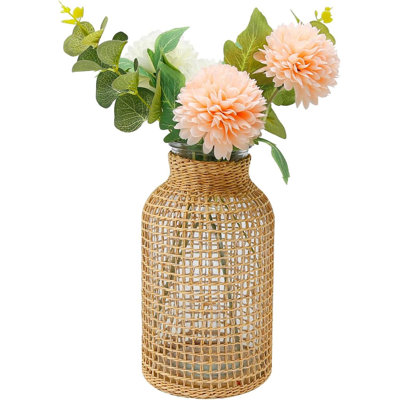 Straw Woven Glass Vase