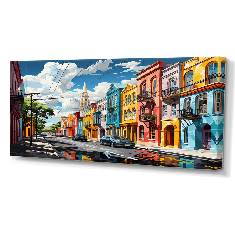 City Charleston Popart II sur toile, Toile tendue, H 28 po x l 60 po x P 1,5 po
