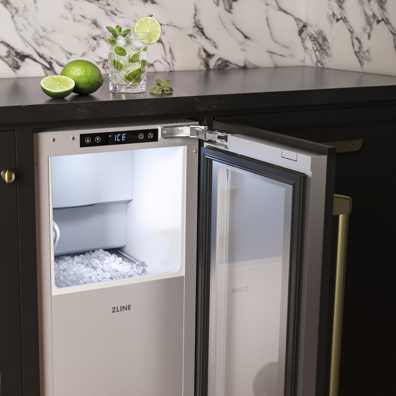 ZLINE Autograph Edition 15 in. Touchstone Nugget Ice Maker with Panel-Ready Door and Bronze Handle, Bronze