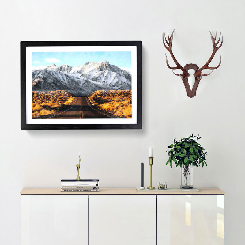 Road to the Mountains in California - Framed Print, 62cm H x 87cm W x 2cm D, Black Framed