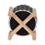 Ceramic Planter with Stand - Fluted Stoneware Pot and Pine Wood Base, Modern Decorative Plant Holder.-1454785794