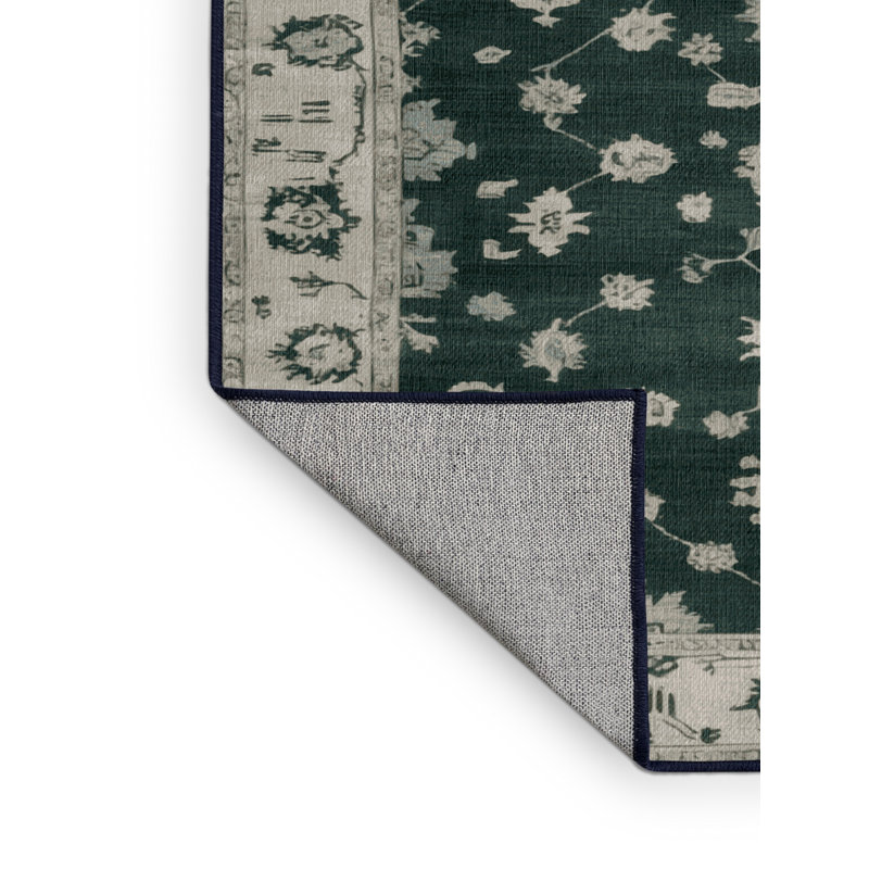 Tapis bleu lavé à la machine, Rond 3 pi
