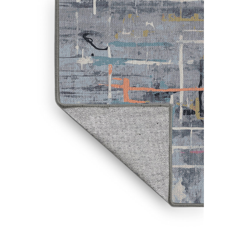 Tapis gris lavable à la machine, Carré 6 pi