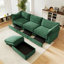 Canapé modulaire en L à 3 places, canapé 3 places avec 1 repose-pieds mobile, siège en T, confortable, large et profond, vert chenille-2047508341