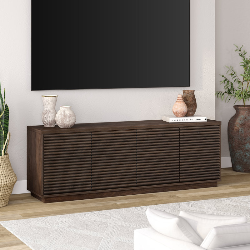 Kicki Rectangular TV Stand for TV's up to 78", Dark Brown Wood