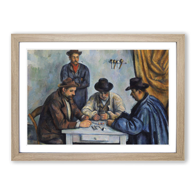 The Card Players Vol.1 by Paul Cezanne - Framed Print, Oak Framed, 36cm H x 48cm W x 2cm D