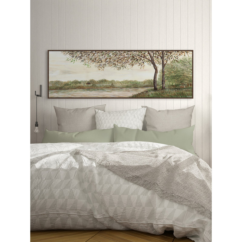 «Watch the Water» - Peinture panoramique sur toile à cadre flottant, L 30 po x H 10 po x P 1,5 po