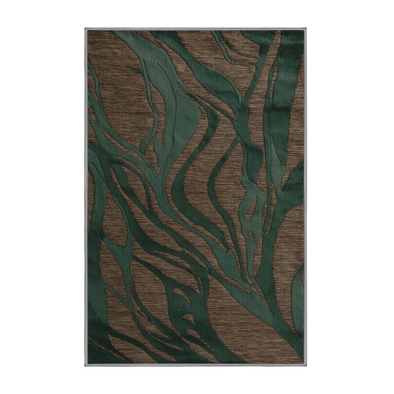 Machine Washable Abstract Brown Area Rug, Rectangle 3' x 5'