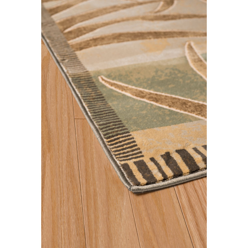 Tapis beige à motif de fleurs et de palmiers Steffey, Rectangle 1 pi 10 po x 3 pi