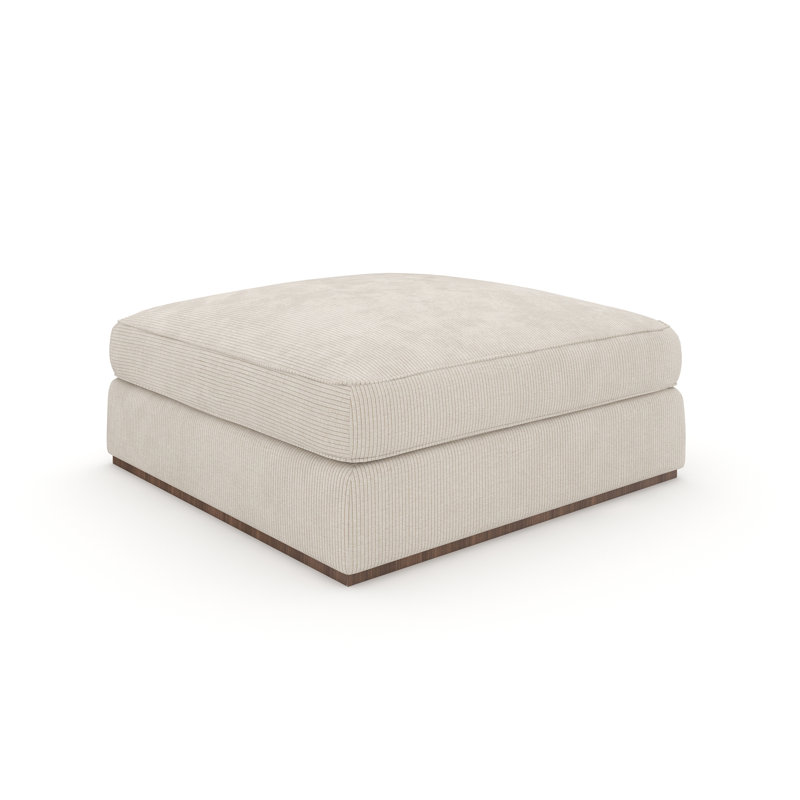 Caracole Square Ottoman, White Polyester