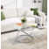 Jefre 31.5" Tempered Glass Coffee Table with Plated Metal Frame