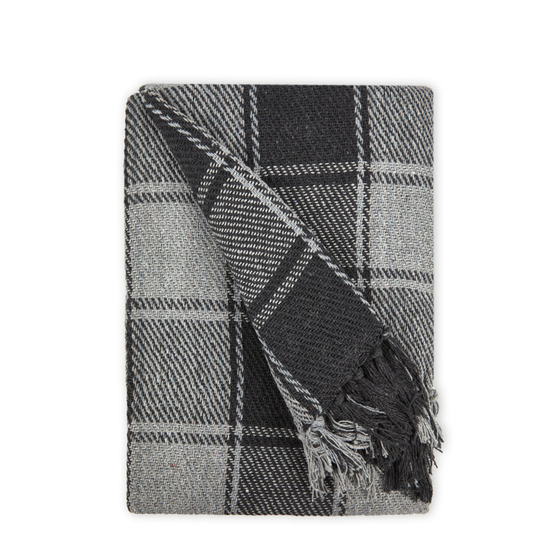 Allardt Hand Woven Throw Blanket, Charcoal, 127cm W x 152cm L