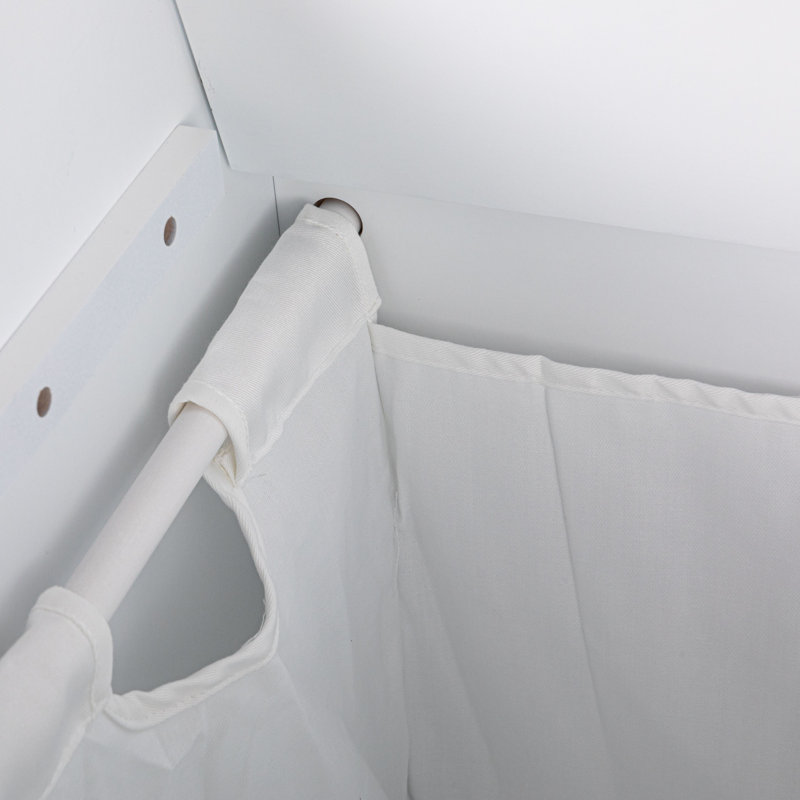 White Wooden Hamper Bench with Shutter Front and Lid