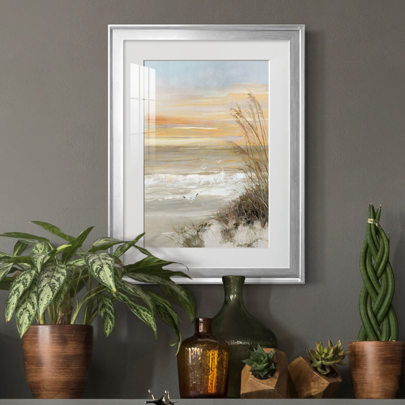 Summer Solstice - peinture encadrée, H 24,5 po x l 18,5 po x P 1,5 po, Papier avec cadre argenté, Blanc mat