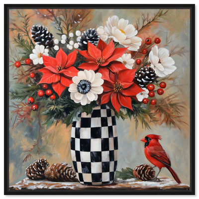 Art floral sur toile damier 