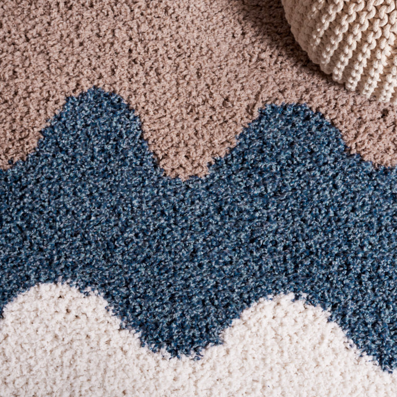 Calico Shag Performance Abstract Rug, Square 6'7"