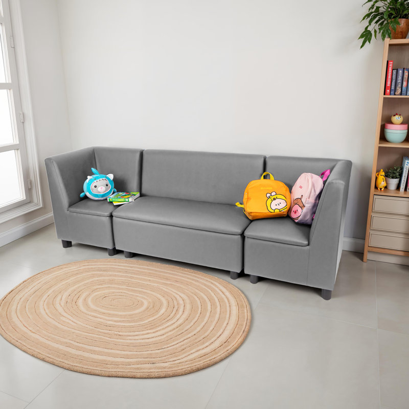 Kid Comfort Collective Modular Corner Chairs with Sofa, 3-Piece Set - Gray, Gray