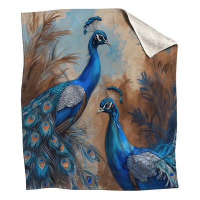 Couvertures bleues à motif paon