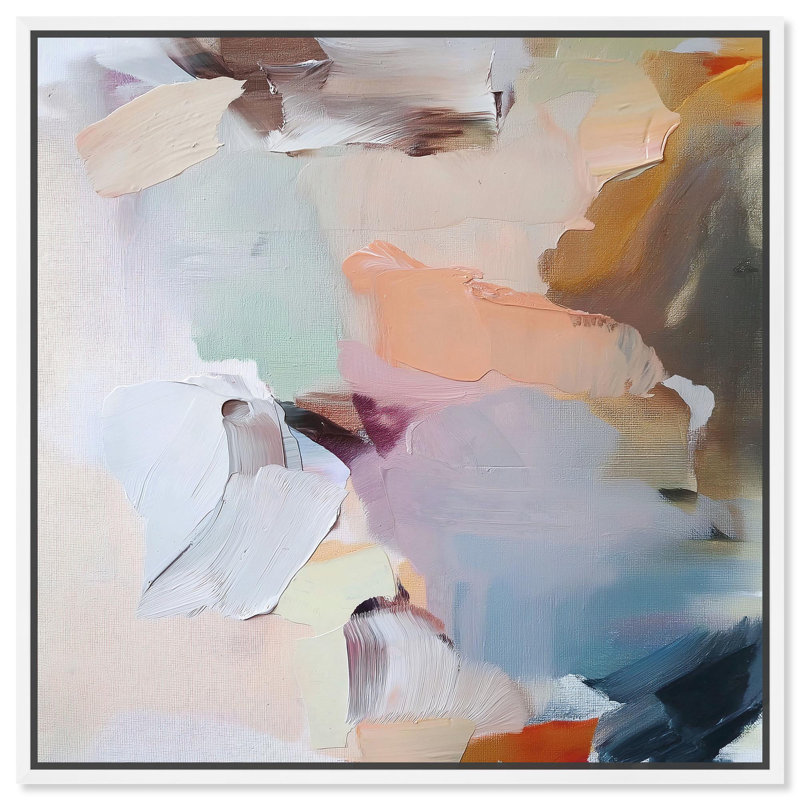 Art Remedy Soft Color Abstracts, toile neutre Nirvana II, Reproduction encadrée sans passe-partout, Blanc