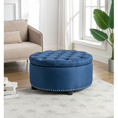 Claria 75.9 cm W Tufted Round Ottoman with Storage