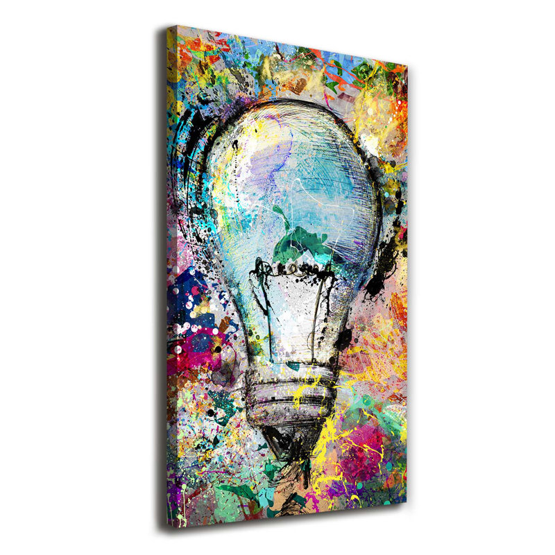 Colourful Light Bulb - Wrapped Canvas Print