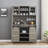 Oak Bar Cabinet,Farmhouse Coffee Bar Cabinet with Sliding Barn Doors-1724476158