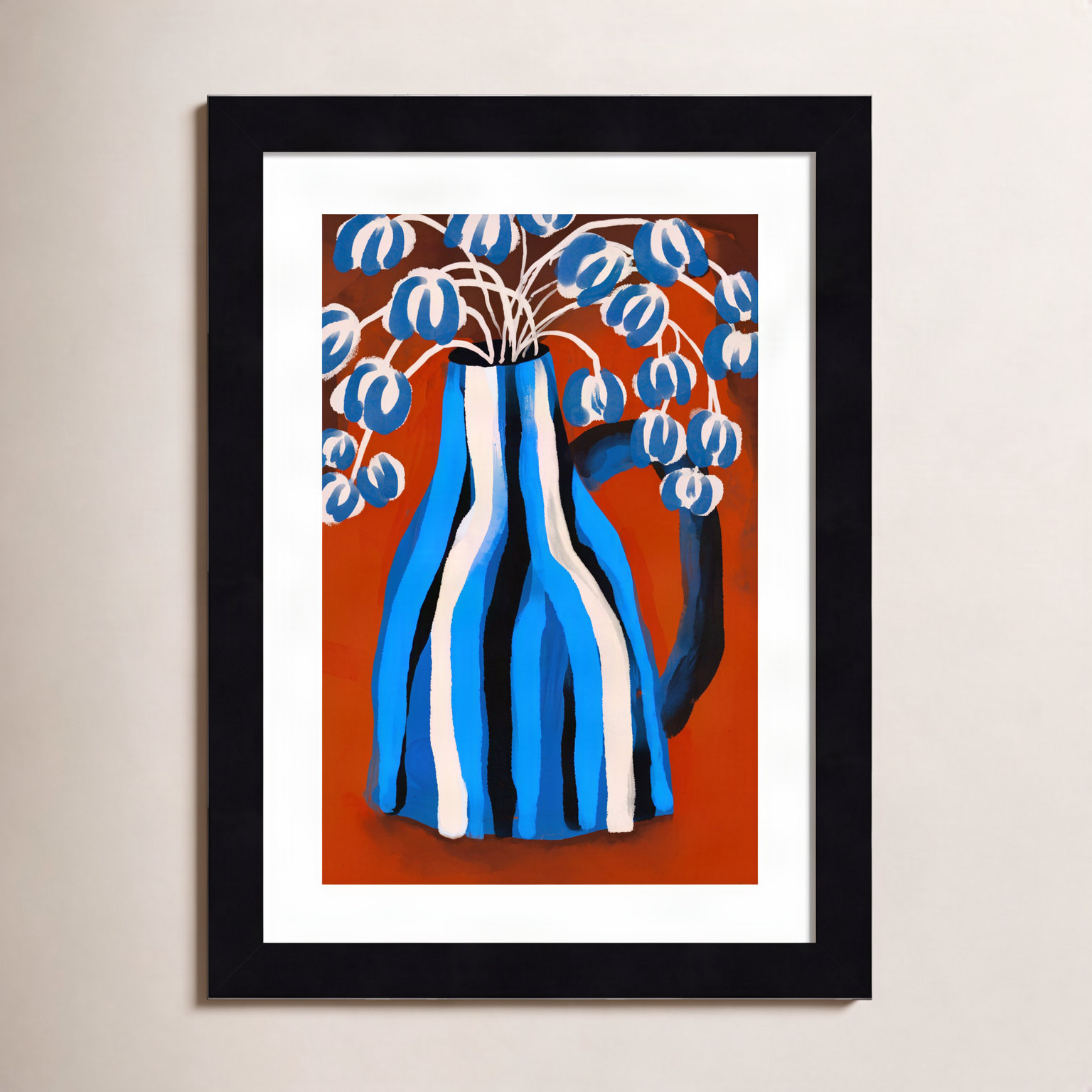 Galya "Striped Vase" Print by Treechild, Black, 13" H x 10" W