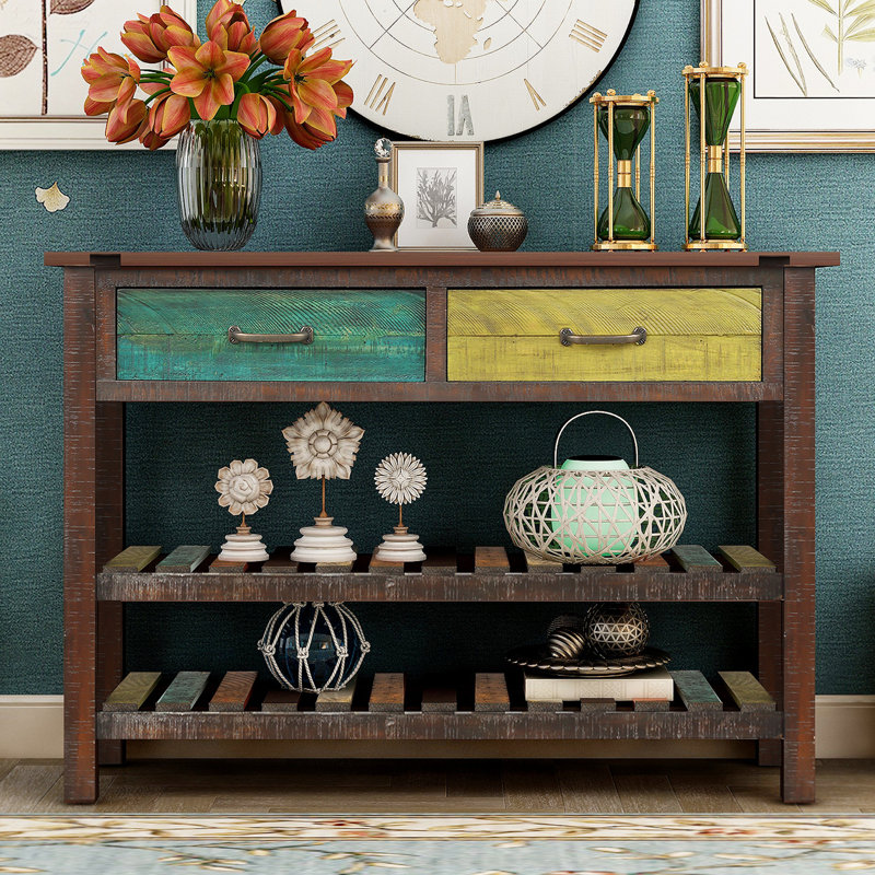Merv Console Table, Brown, Brown/Green/Yellow