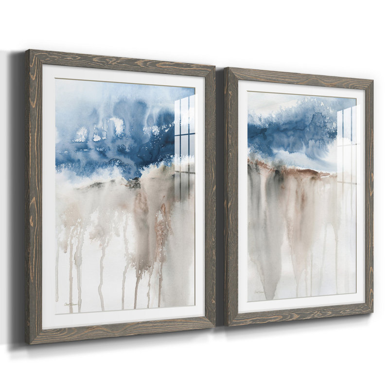 Windy Cliff I - ensemble de 2 reproductions d'art, H 20 po x l 17 po x P 1 po, Cadre en papier gris, Blanc