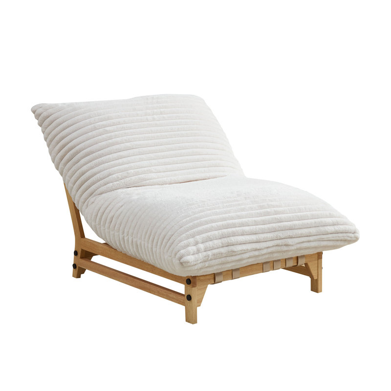 Canapé d'appoint sans accoudoirs, canapé en tissu de velours côtelé avec dossier - blanc cassé Accent pour salon et chambre à coucher