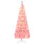 Arbre de Noël artificiel enneigé avec forme de crayon, branches réalistes en pin, lumières DEL blanc chaud, ouverture automatique, rose-115294595