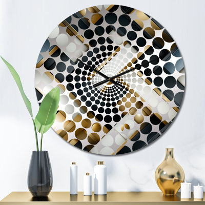 Dimensions de la mosaïque en marbre noir et or - horloge murale géométrique