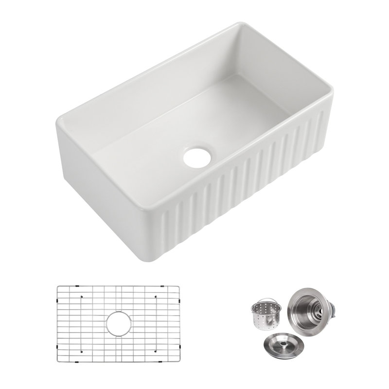 33'' L Single Bowl Fireclay Kitchen Sink