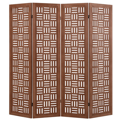 Panel Room Divider w/ Double Action Metal Hinges Solid Wood Frame for Bedroom by Dakota Fields