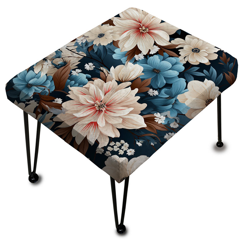 Motif floral de charme vichy bleu - repose-pieds rectangulaire floral