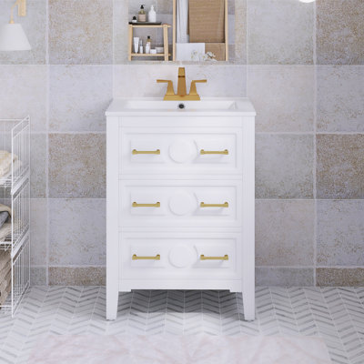Ensemble de meuble-lavabo autoportant 24 po avec comptoir en céramique 24 po