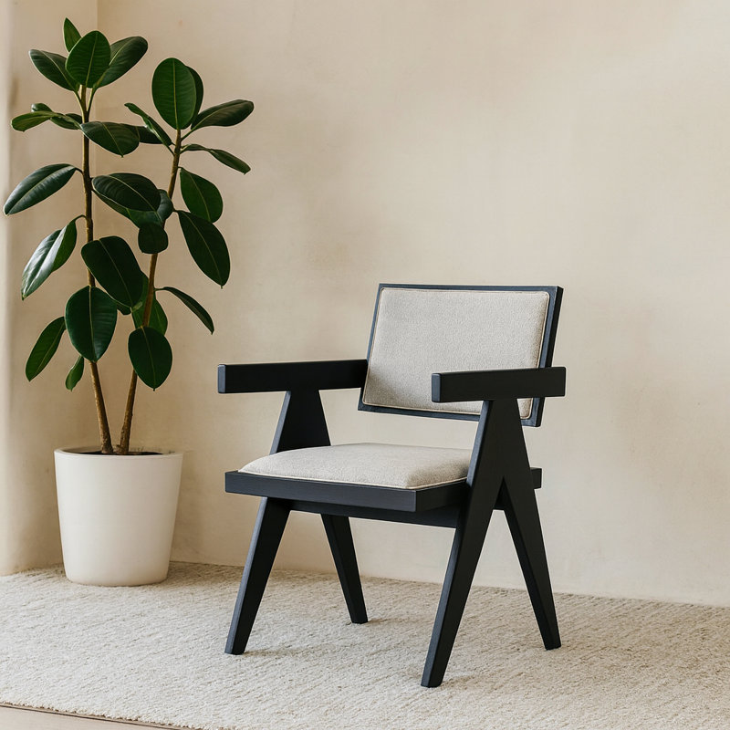 Granita Arm Chair Dining Chair, Gray Beige/Driftwood