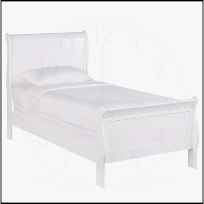 Elegant Traditional Louis Philippe Style Wooden Twin Bed with White Finish, Perfect for Classic and Cozy Bedrooms.