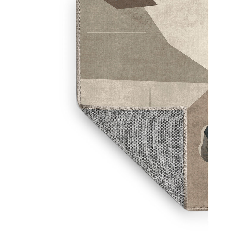 Machine Washable Medford Golf Driving Shot Modern Geometric Rug in Beige – Beige Binding, 5x8