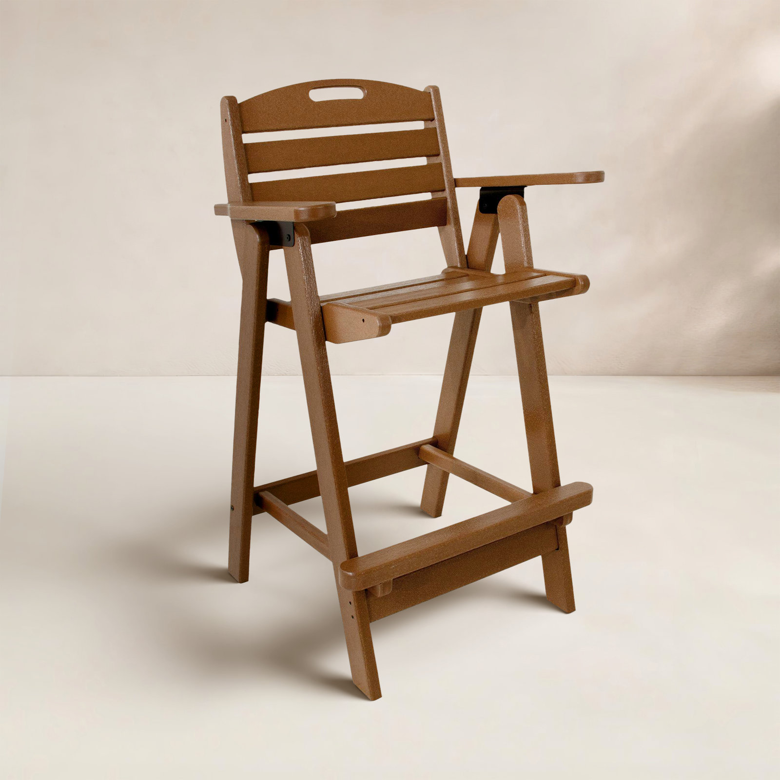POLYWOOD® Nautical Patio Bar Stool, Dark Teak