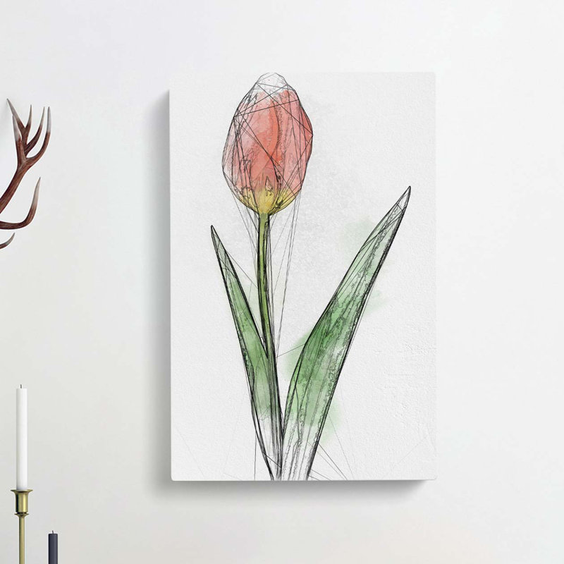 Orange And Yellow Tulip Flower In Abstract - Wrapped Canvas Print, 91cm H x 60cm W x 3cm D