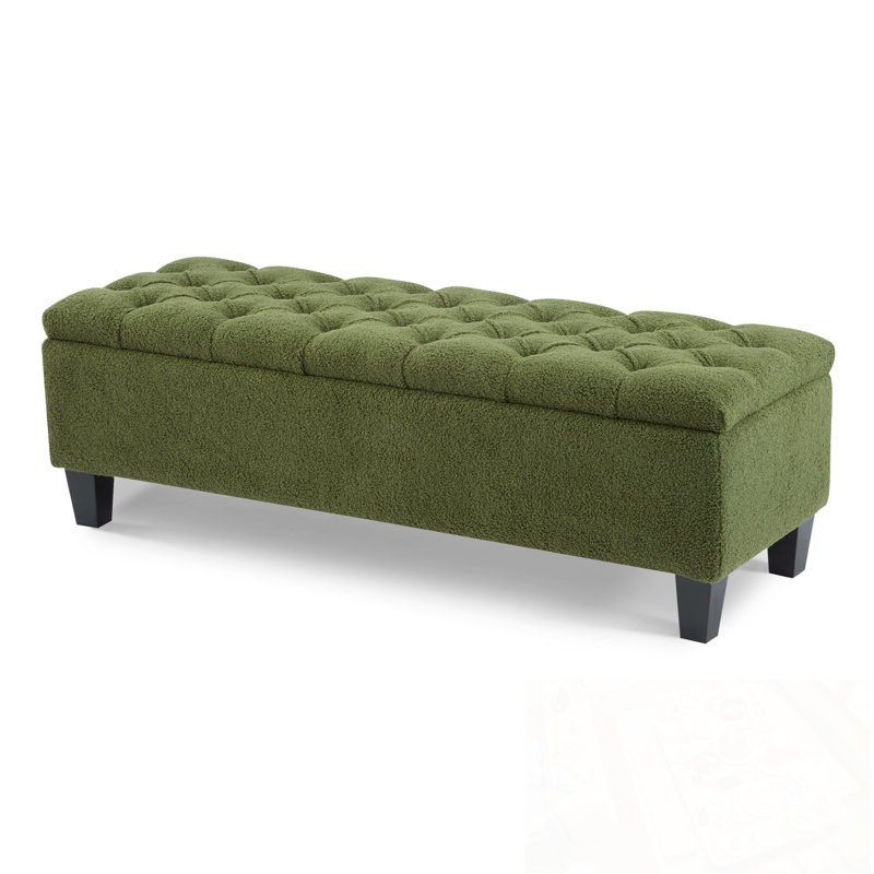 Banc rembourré avec rangement rabattable et pieds robustes