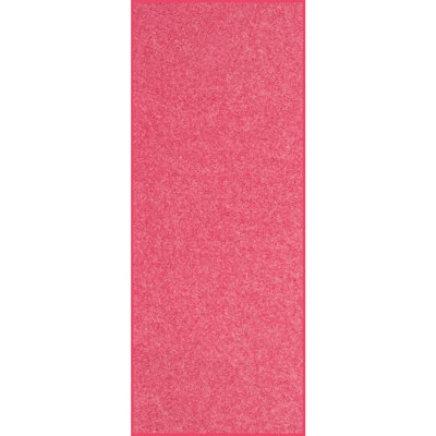 Runner Solid Color Machine Woven Polyester Area Rug in Pink