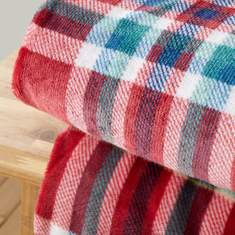 Cosy Kelso Check Blanket Throw, Red