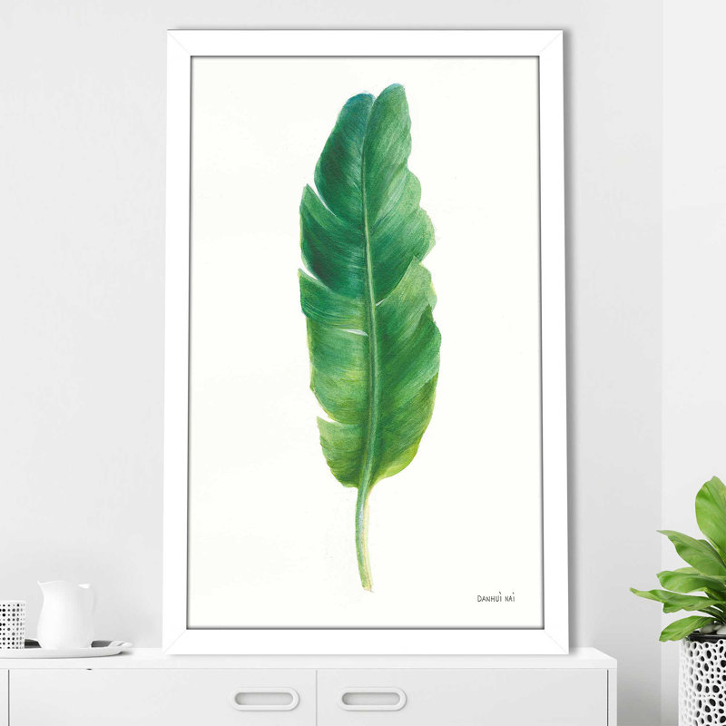 Palmes des tropiques III - peinture, H 27,5 po x l 21,5 po x P 0,75 po, Cadre blanc