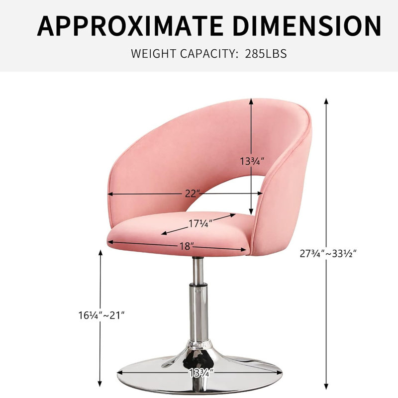 Fauteuil d'appoint rembourré et pivotant Modern, Velours rose
