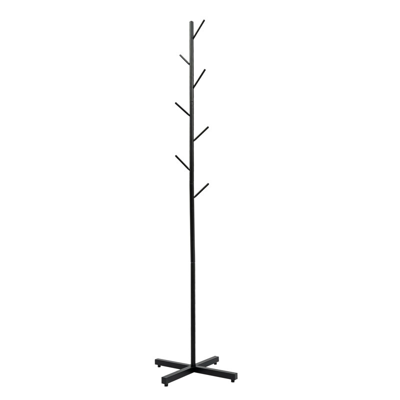 Dianthe Black Metal Free-standing Coat Rack with 7 Hooks